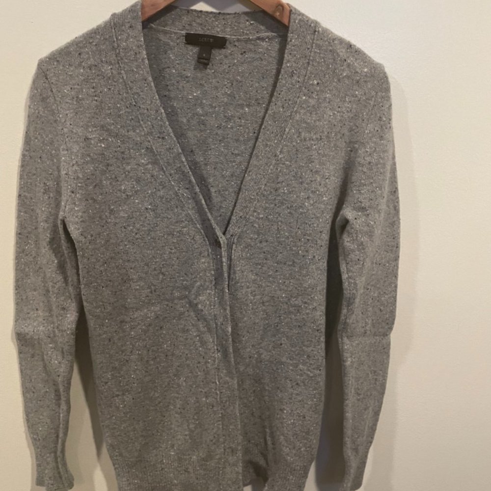 J. Crew Merino Wool Sweater in Grey/Blue Donegal